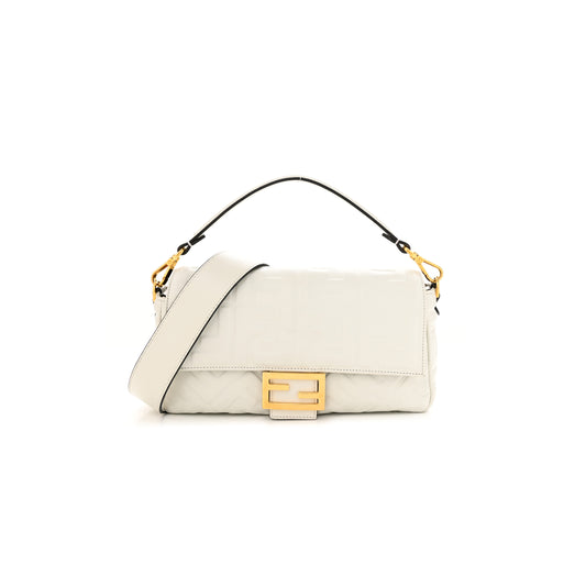 F**di nappa ff 1974 embossed baguette white (26*15*6cm)