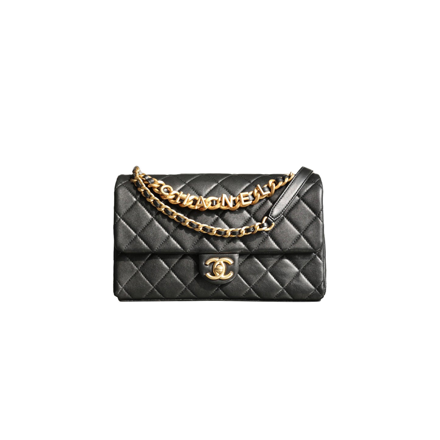 Ch*el master lettering chain flap bag (26*15*7cm)