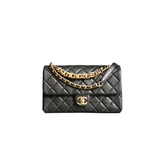 Ch*el master lettering chain flap bag (26*15*7cm)