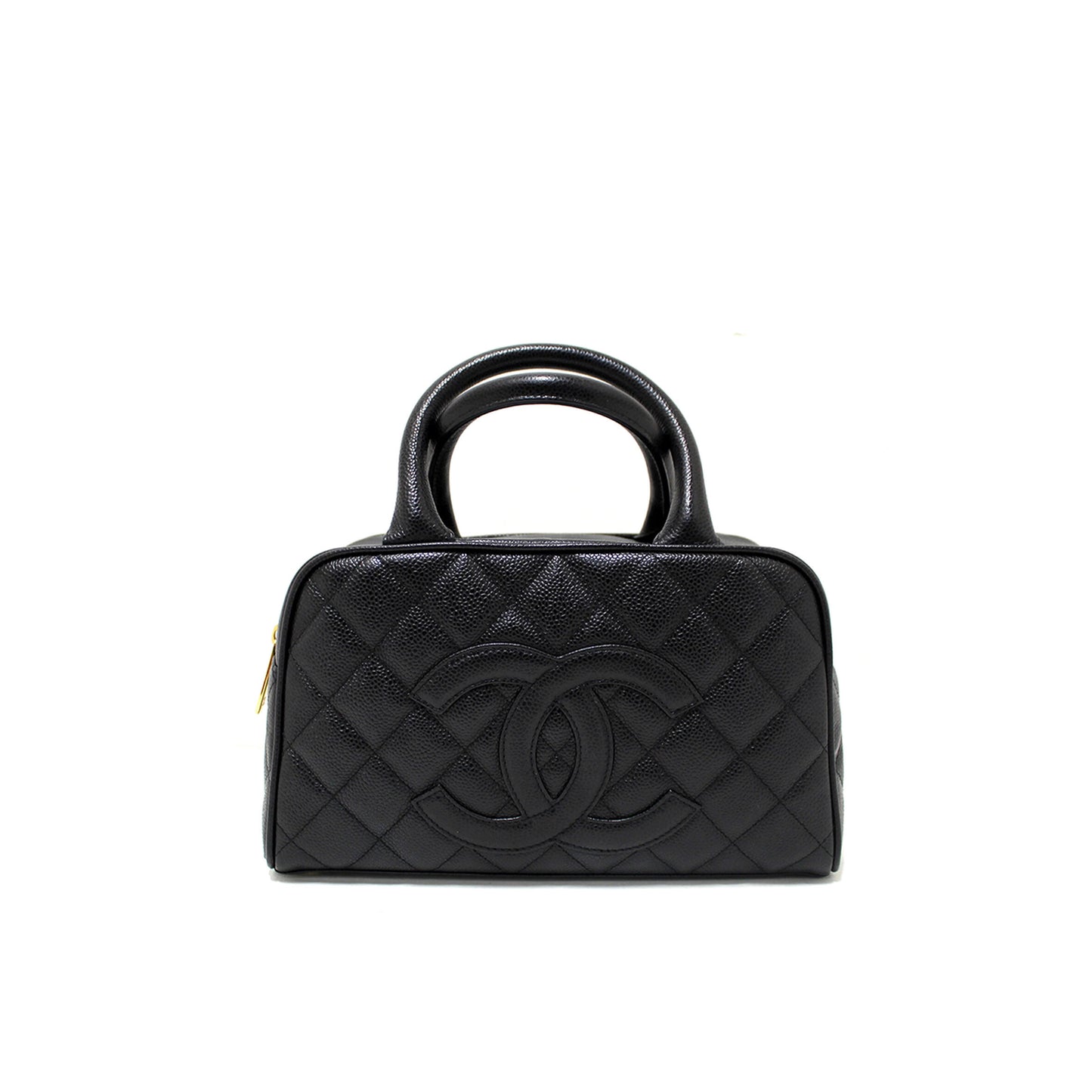 Ch**el black caviar small bowler handbag 71303 (25*15*7cm)