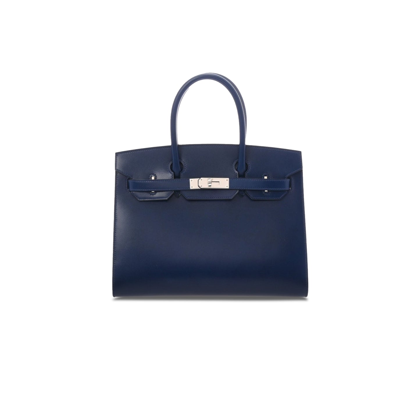 H**mes birkin 30 box leather sapphire blue silver buckle h029283ck81 (30*23*15cm)