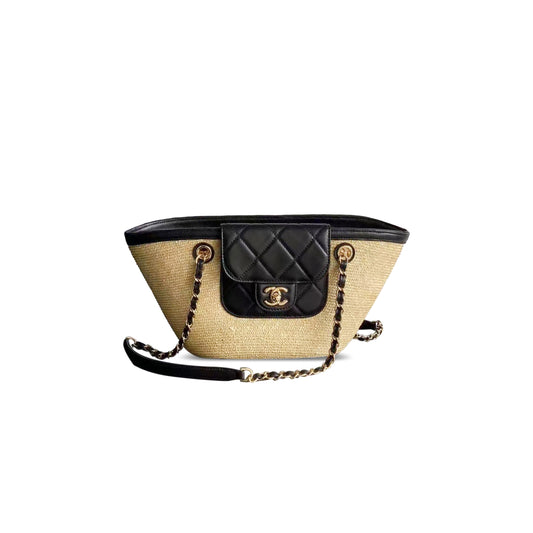 Ch*el master 26c woven vegetable basket shopping bag 152007 (39*22*14cm)