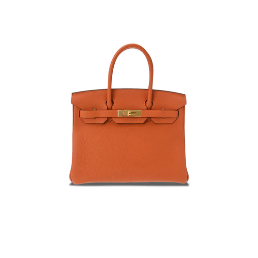 H**mes birkin 30 togo leather orange gold buckle bag h028369cc83 (35*28*18cm)