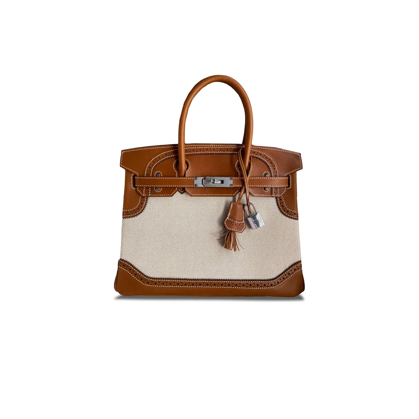 h**mes master birkin 30 saddle leather and dense woven fabric G01den brown bag 7778852415 (30*22*15cm)
