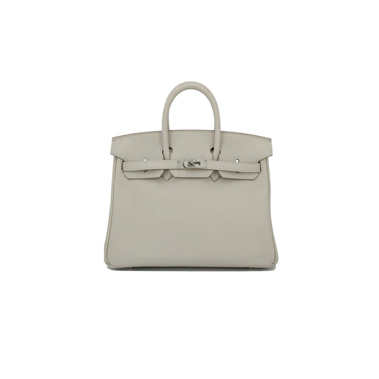 H**mes birkin 25 swift leather pearl grey silver buckle h049362ck25 (25*20*13cm)