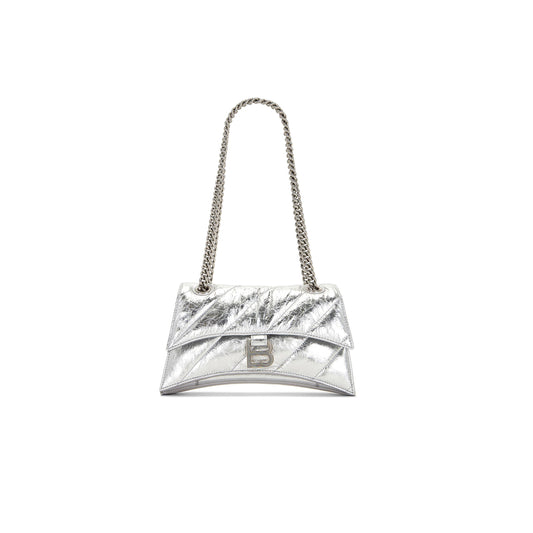 Ba1en*iaga women''s crush chain bag in small silver 716351210iw8110 (24.9*15*7.9cm)