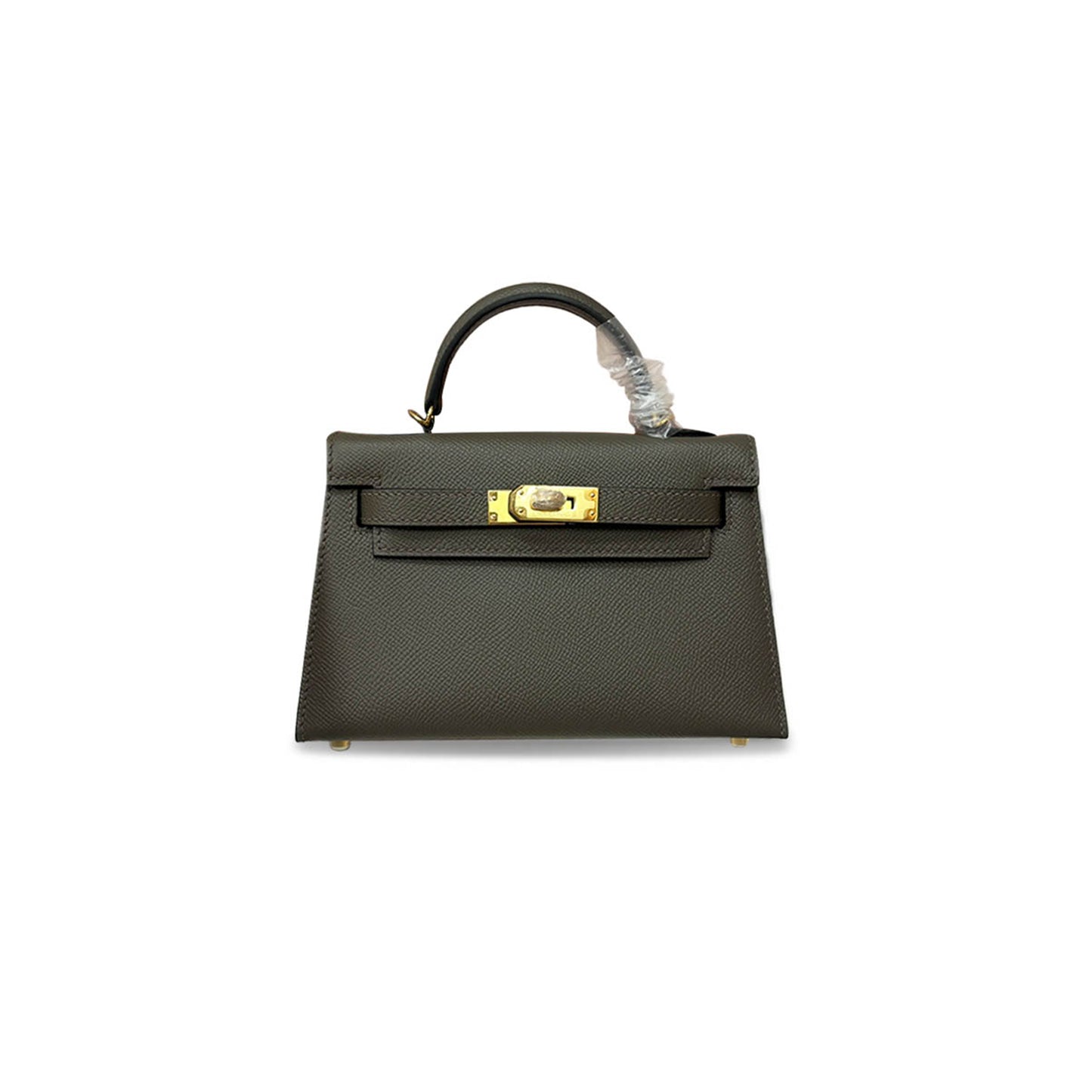 H**mes mini kelly ii epsom pewter gray gold buckle (19*12*5.5cm)