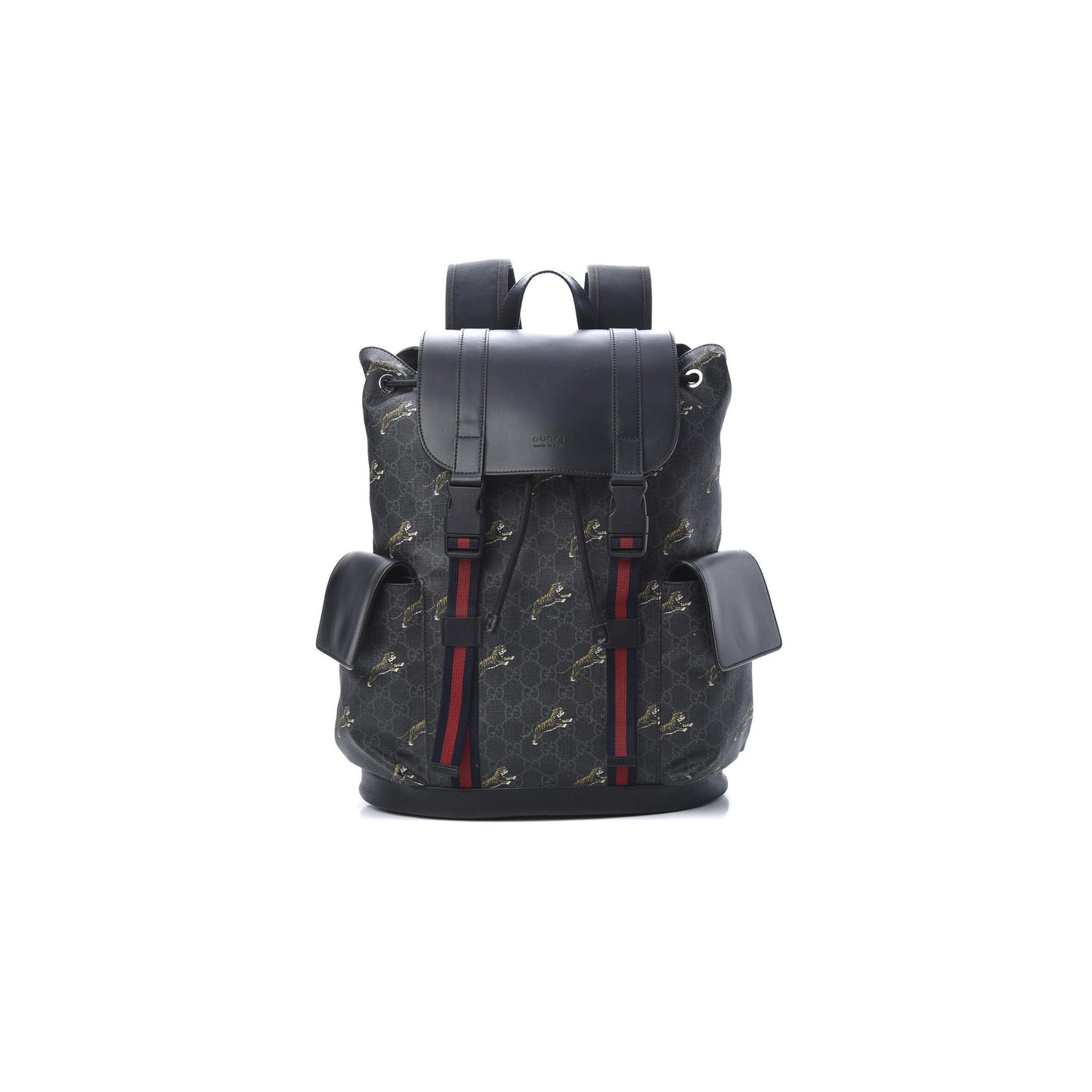 Gvc*1 gg svp*me monogram tigers double buckle backpack black (43*34*10cm)