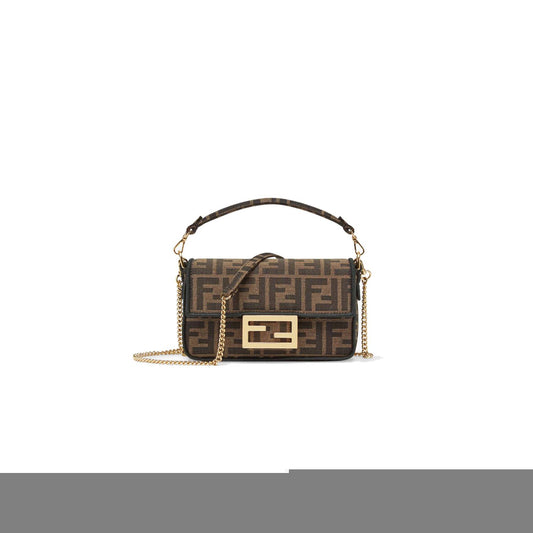 F**di baguette mini - jacquard ff fabric bag 8bs017a6v5f17u4 (19*11.5*4cm)