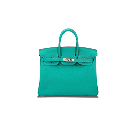 H**mes master birkin 25 togo leather peacock blue silver buckle 1720000492 (25*20*13cm)