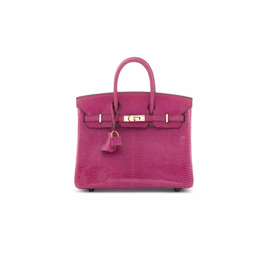 H**mes master birkin 25 lizard candy pink gold buckle h028352ca23 (25*20*13cm)