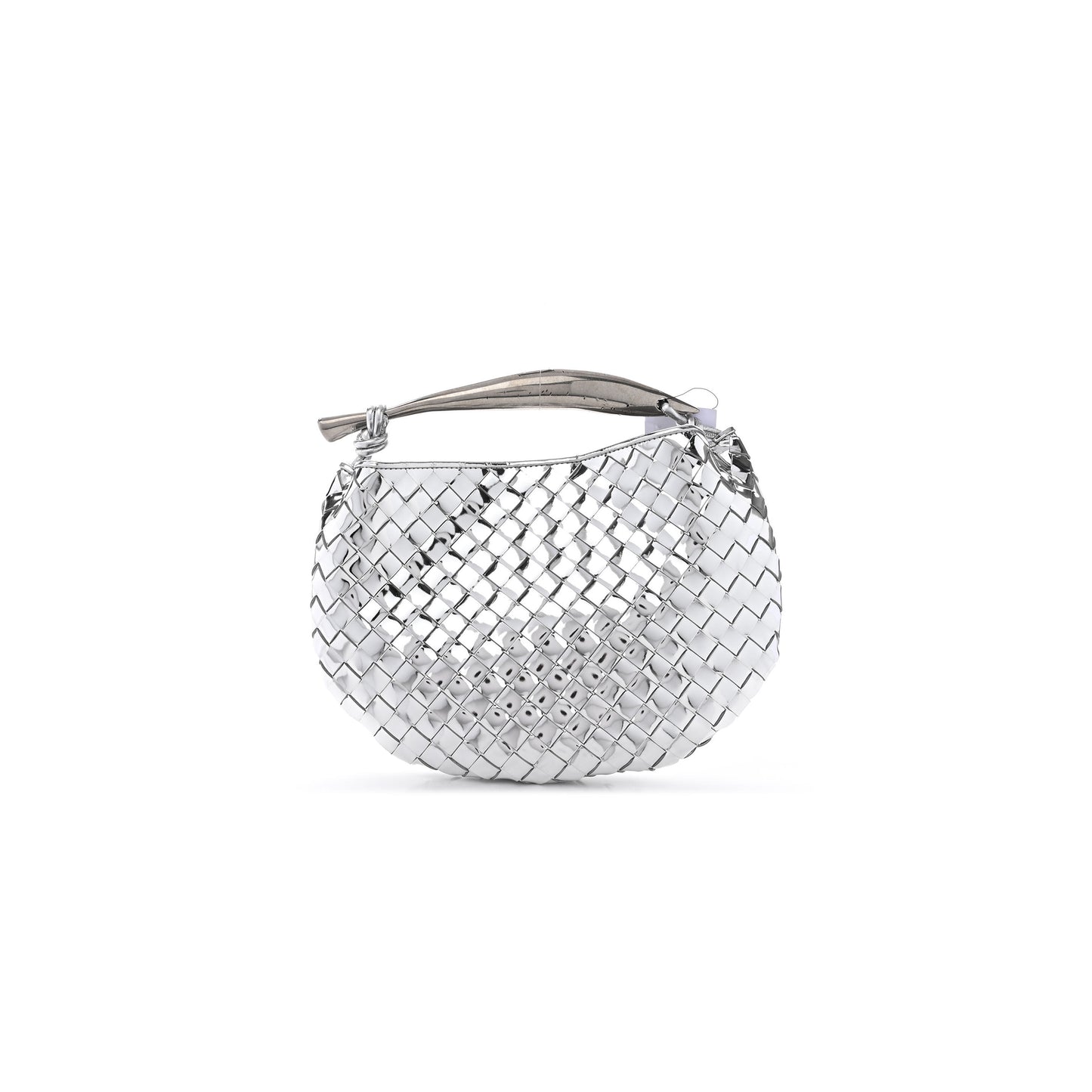 bo*te*ga Ve*ne*ta mirror laminated nappa intrecciato sardine bag silver (33*24*3cm)