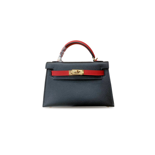 H**mes master mini kelly ii epsom black heart red (19*12*5.5cm)