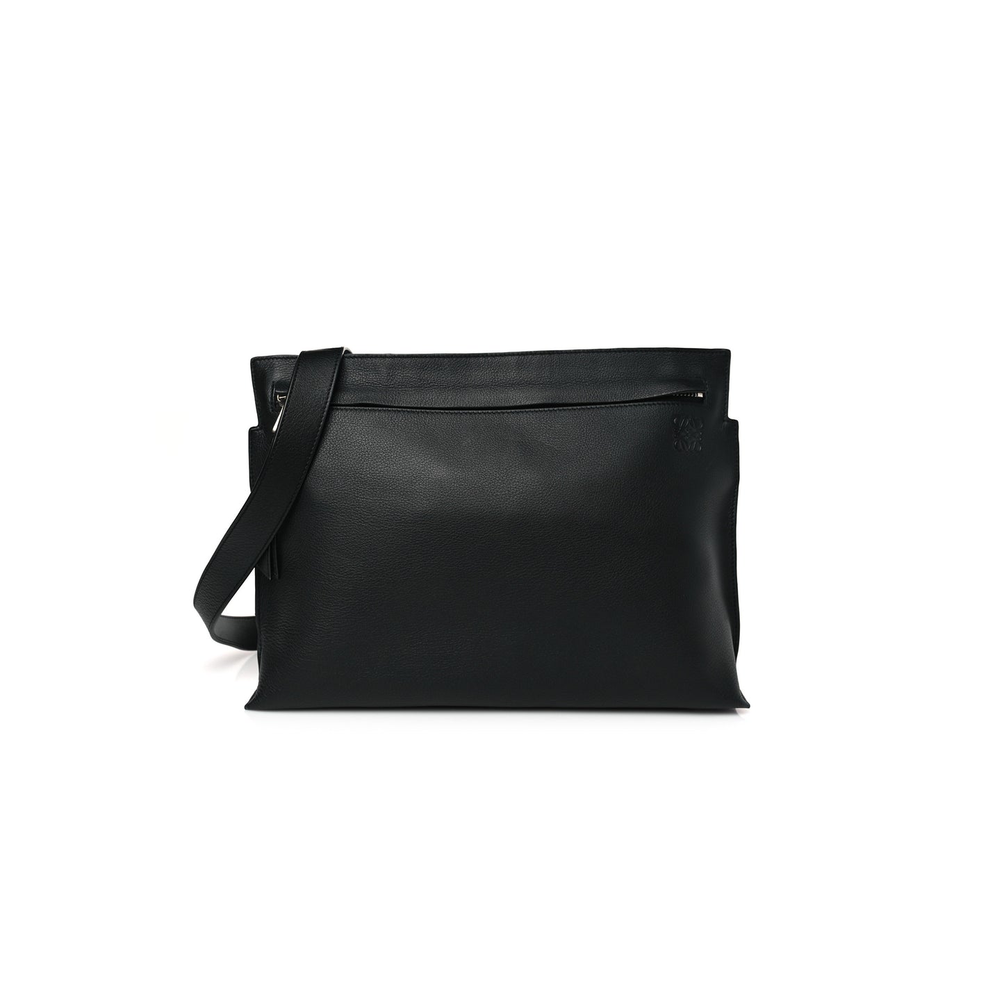 l*ew* soft grained calfskin medium t messenger bag black (35*26*8cm)