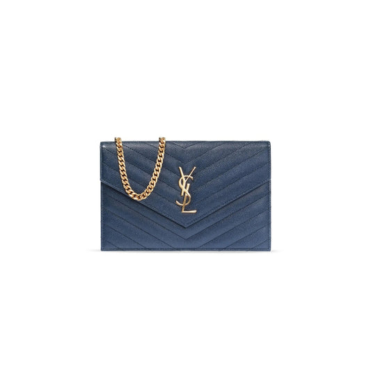 Y51 cassandre matelassÉ envelope chain wallet in grain de poudre embossed leather 393953bow014117 (19*12.5*3.5cm)