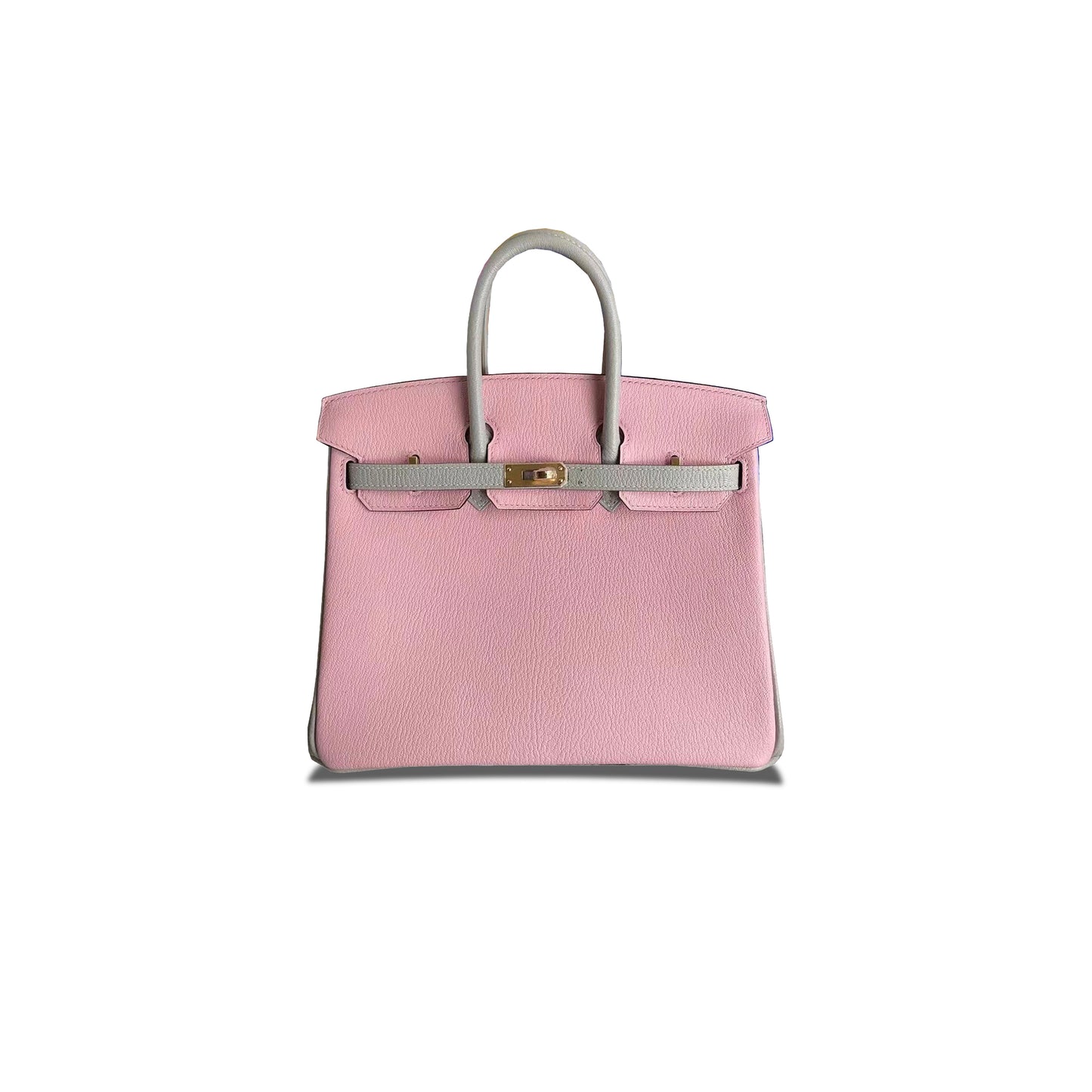 H**mes birkin 25 chevre leather cherry blossom and pearl grey gold buckle h028361cc69 (25*20*13cm)