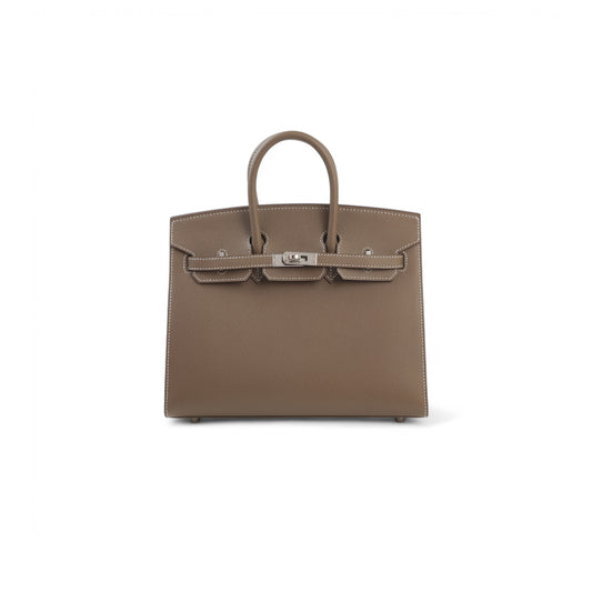 H**mes birkin 30 epsom leather elephant grey silver buckle handbag h028369ck18 (30*23*15cm)