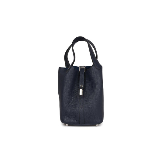 H**mes picotin lock 18 bleu nuit clemence palladium hardware (18*13*18cm)