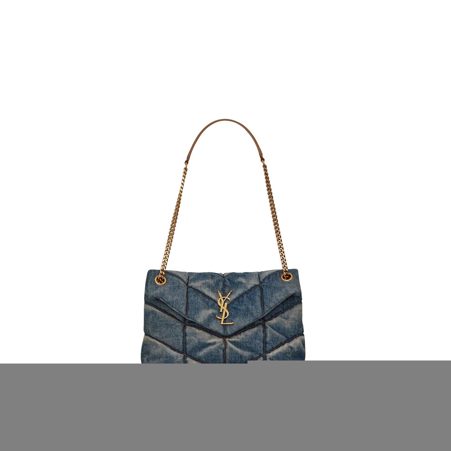 Y*L puffer small chain bag in quilted vintage denim and suede 5774762pt674575 (29*17*11cm)
