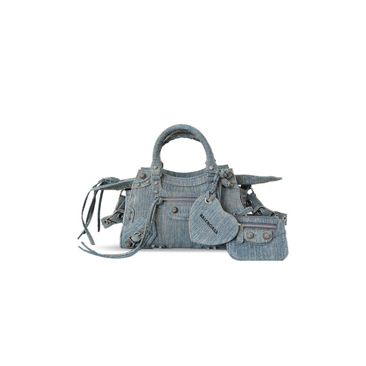 Ba*len*cia*ga small neo cagole city in denim blue 700940210bj4809 (25.9*17.8*11.4cm)