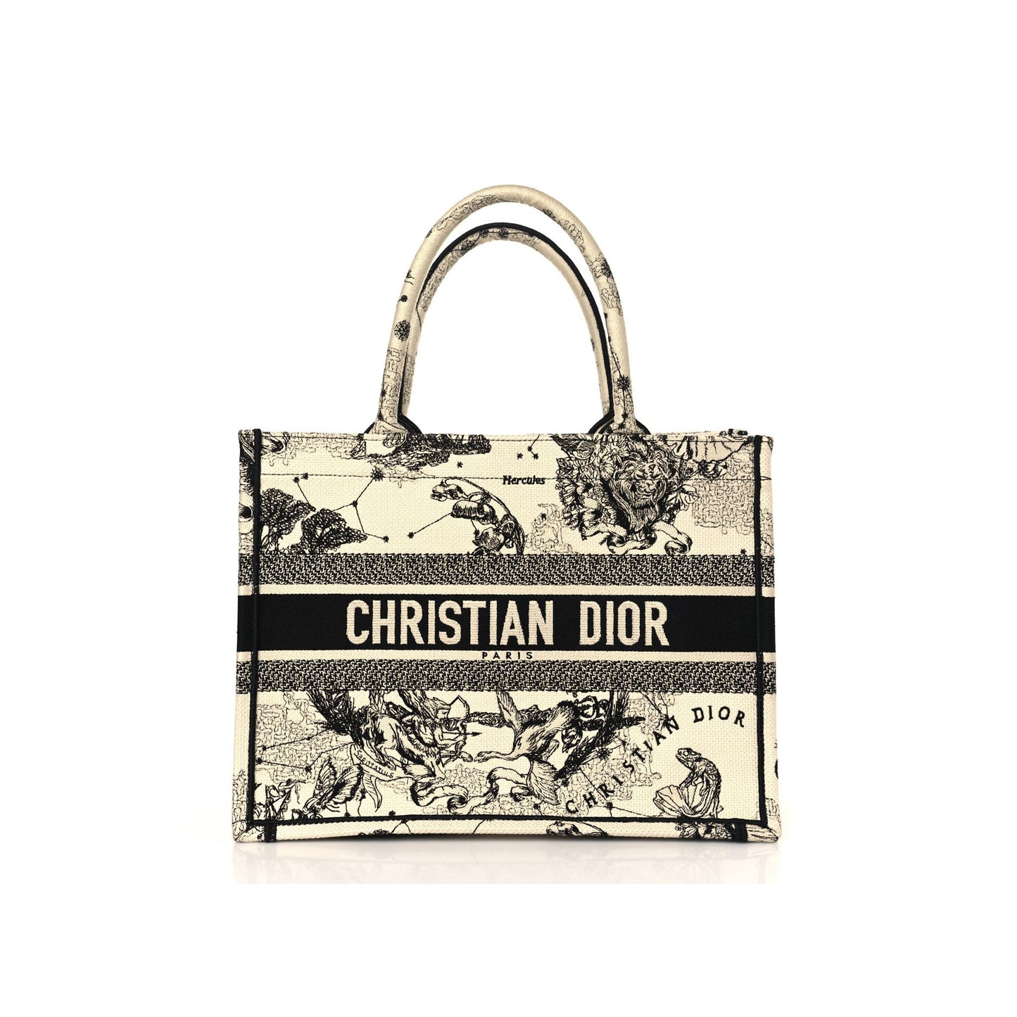 D*or canvas zodiac toile de jouy embroidered medium book latte (36*27*17.1cm)