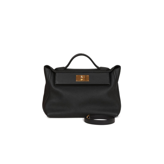 H**mes 2424 bag 29 black togo and swift gold hardware (29*24*15cm)