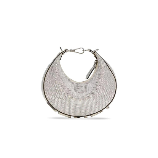 F**di F**digraphy mini silver crystal ff pattern leather handbag 8bs081apkff1mzk (16.5*14*5cm)