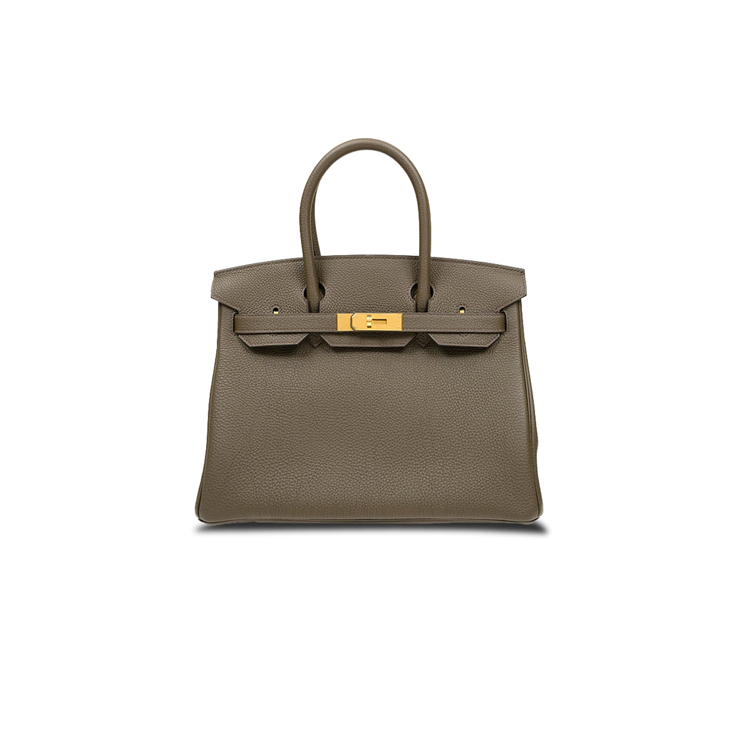 H**mes master birkin 25 epsom leather trench coat grey gold buckle bag h028369ccm8 (25*20*13cm)