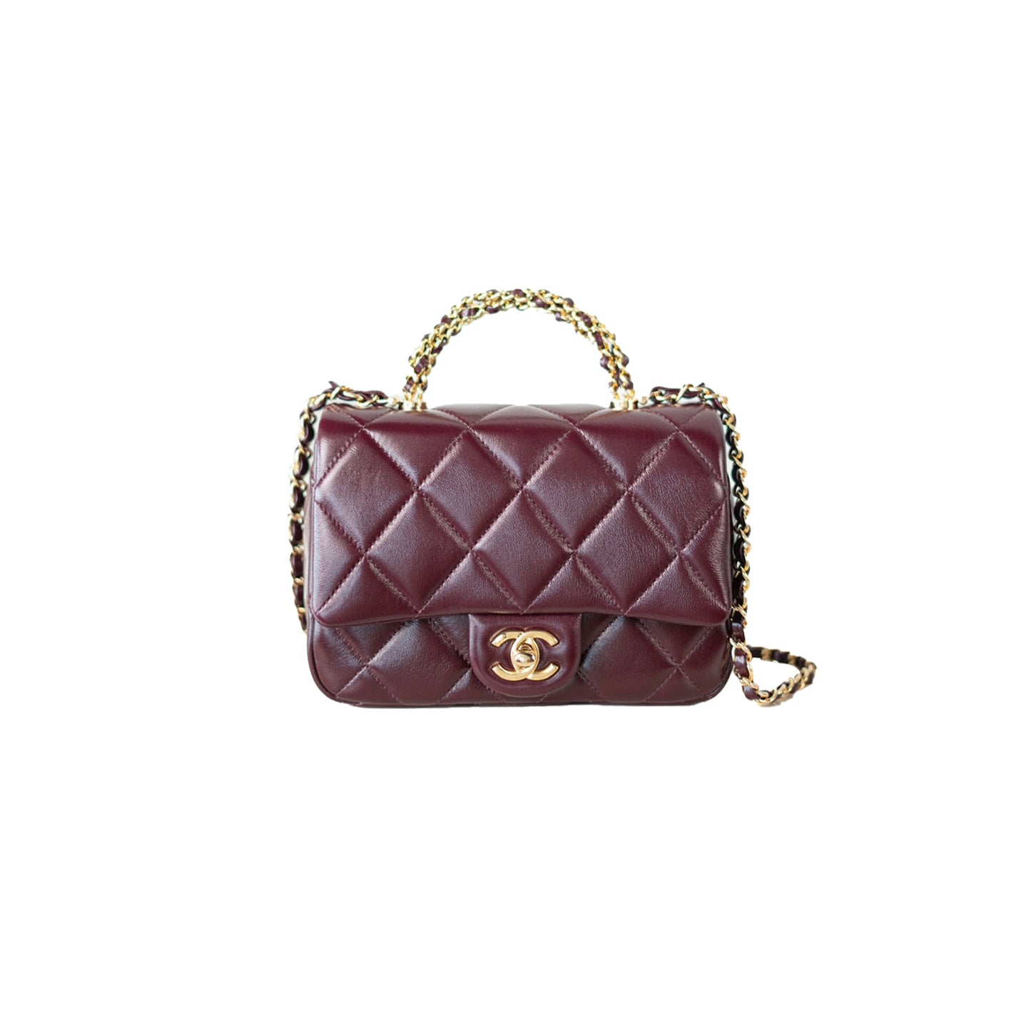 Ch*el master small handle cover with gold buckle (19*14*8cm)
