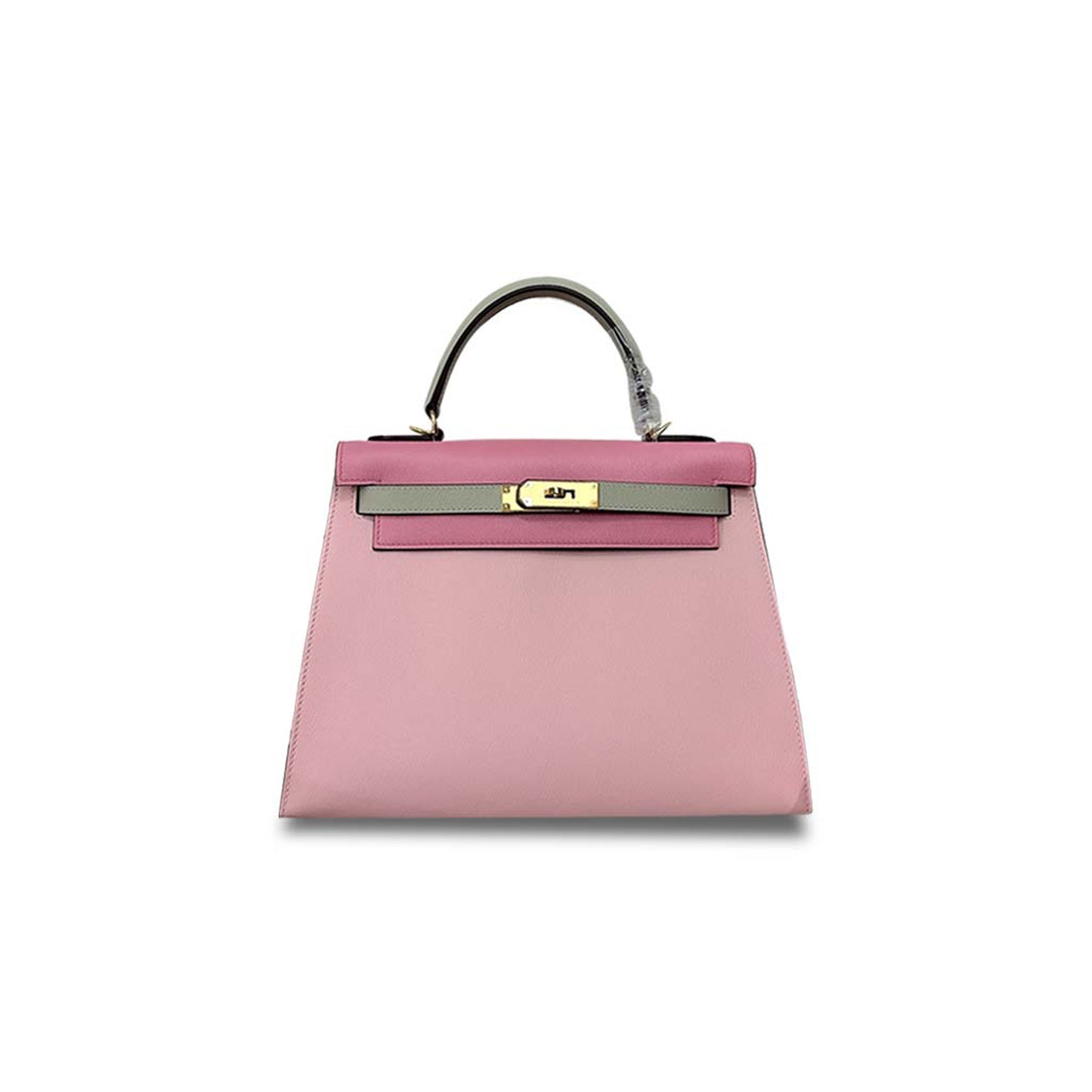 H**mes master kelly 28 chevre sakura pink 3q pink pearl gray gold buckle (28*22*10cm)