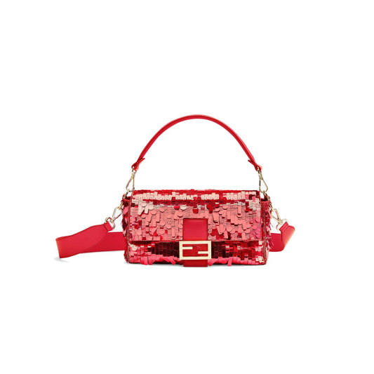 F**di baguette - red sequin and leather bag 8br600amp0f0v3l (27*15*6cm)