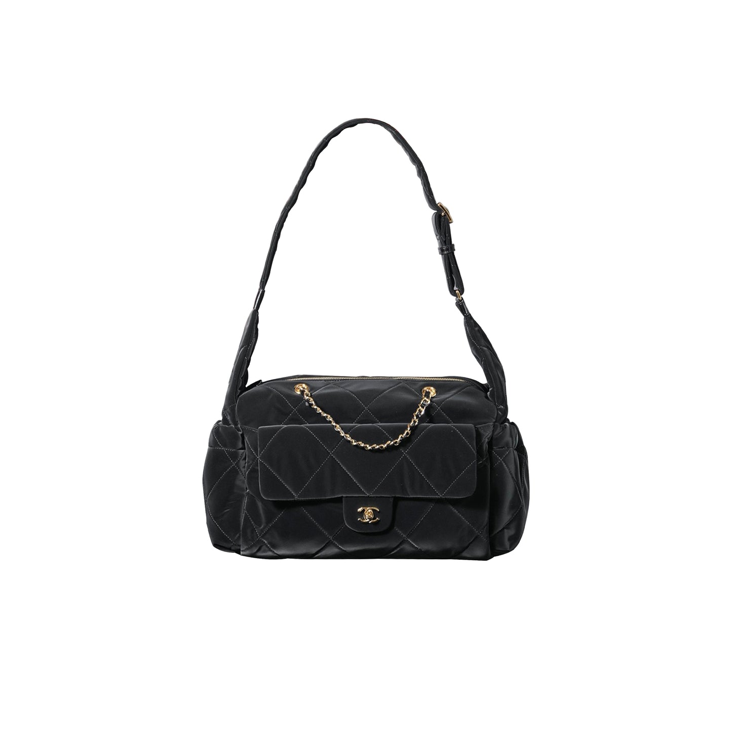 Ch*el 24n coconeju twist lock bowling bag shoulder crossbody bag black as5055 (44*22*18cm)