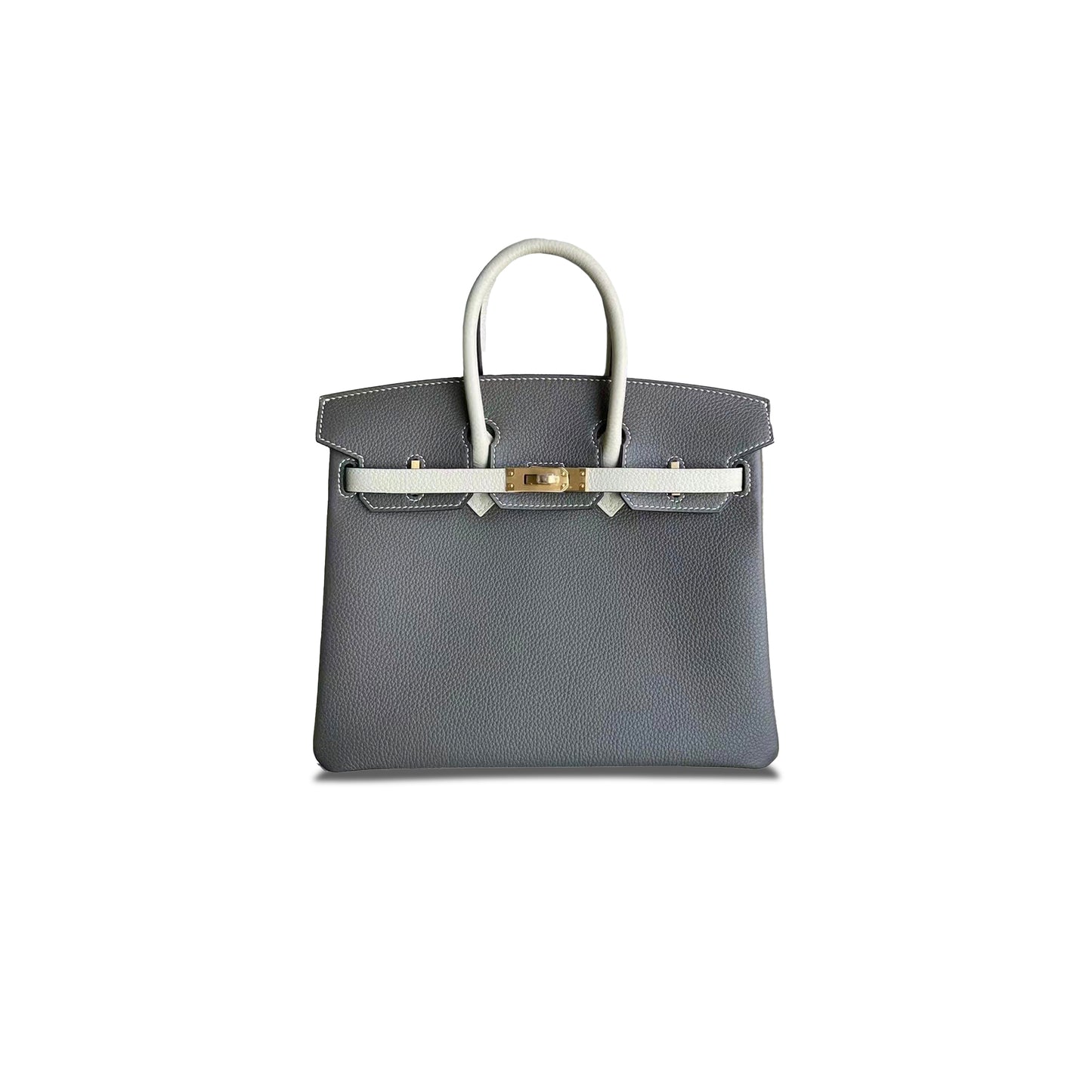 H**mes master birkin 30 epsom leather asphalt gray and cream white gold buckle h041344cc (30*23*15cm)