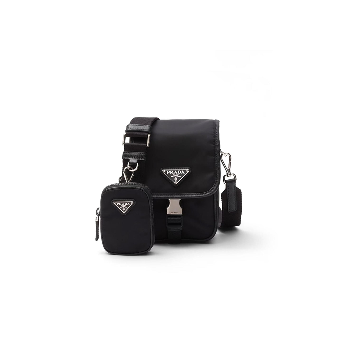Pra*a re-nylon and saffiano leather shoulder bag 2vd043 (19*14*5.5cm)