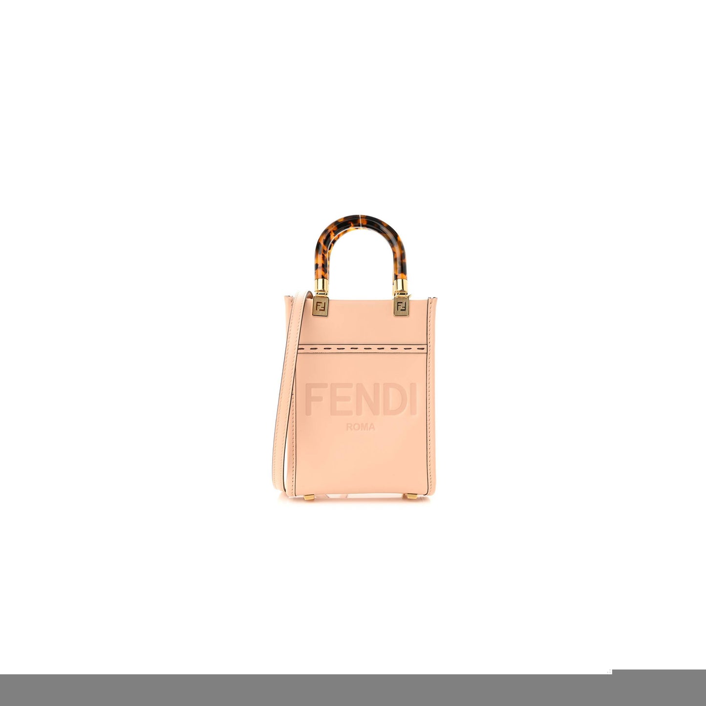 F**di vitello king plexiglass mini F**di sunshine shopper tote poudre (18*14*6cm)