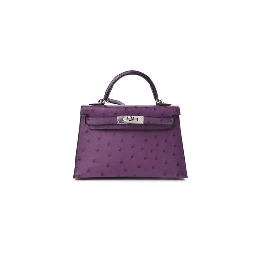 H**mes master ostrich mini kelly ii sellier violine (19*12*5.5cm)