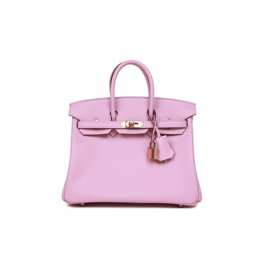 H**mes birkin 25 mauve sylvestre swift rose gold hardware handmade (25cm)