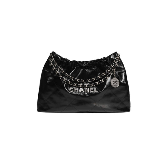 Ch*el master 24c 22 bag black with silver hardware as4486 (45*30*8cm)