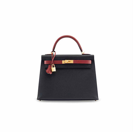 H**mes black & rouge h epsomkelly 28 gold hardware (28*22*10cm)