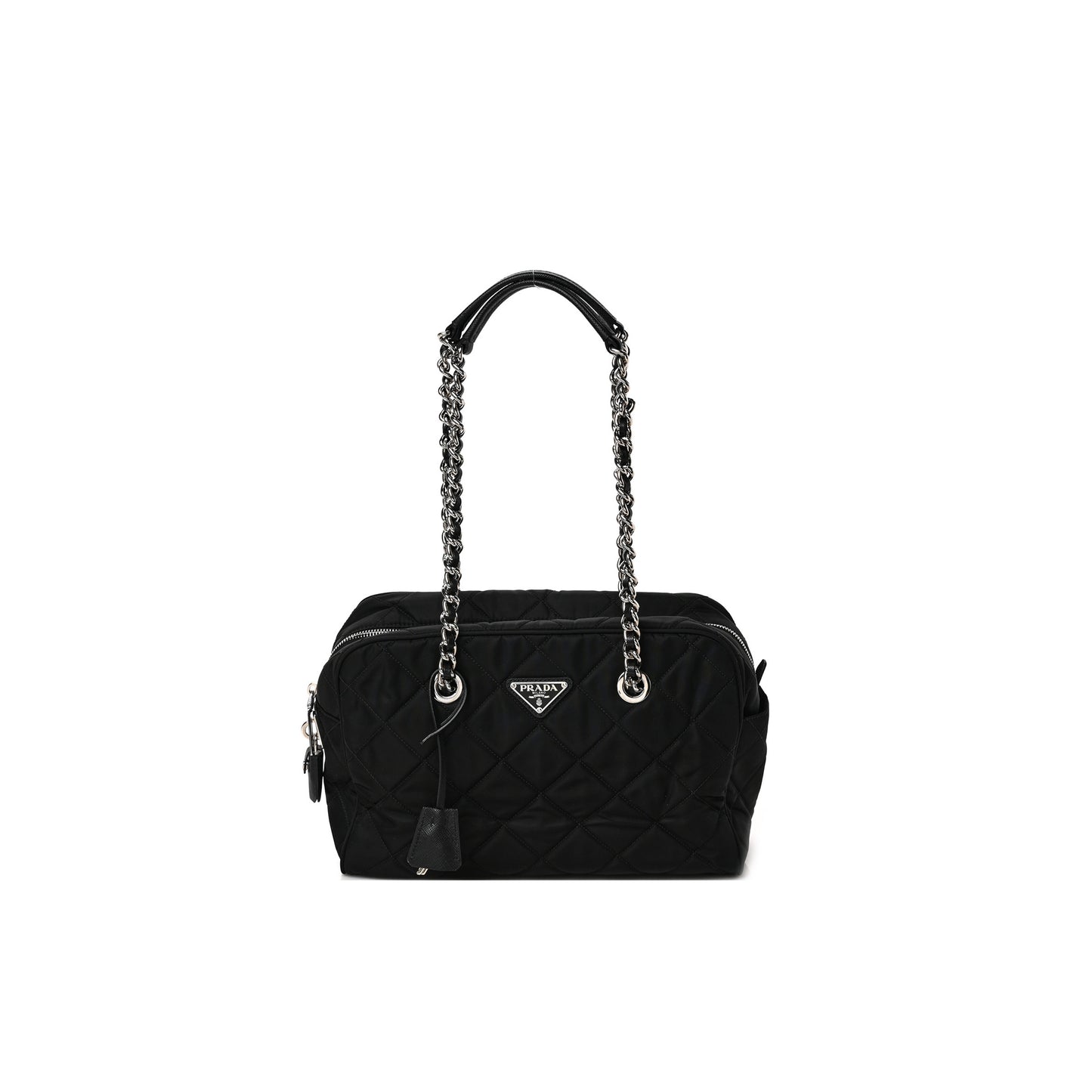 Pra*a nylon tessuto impuntu quilted shoulder bag black (30*21*11cm)