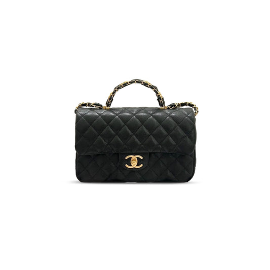 Ch*el 25b mini classic bag grained calfskin as2431 (22.5*13.5*6cm)