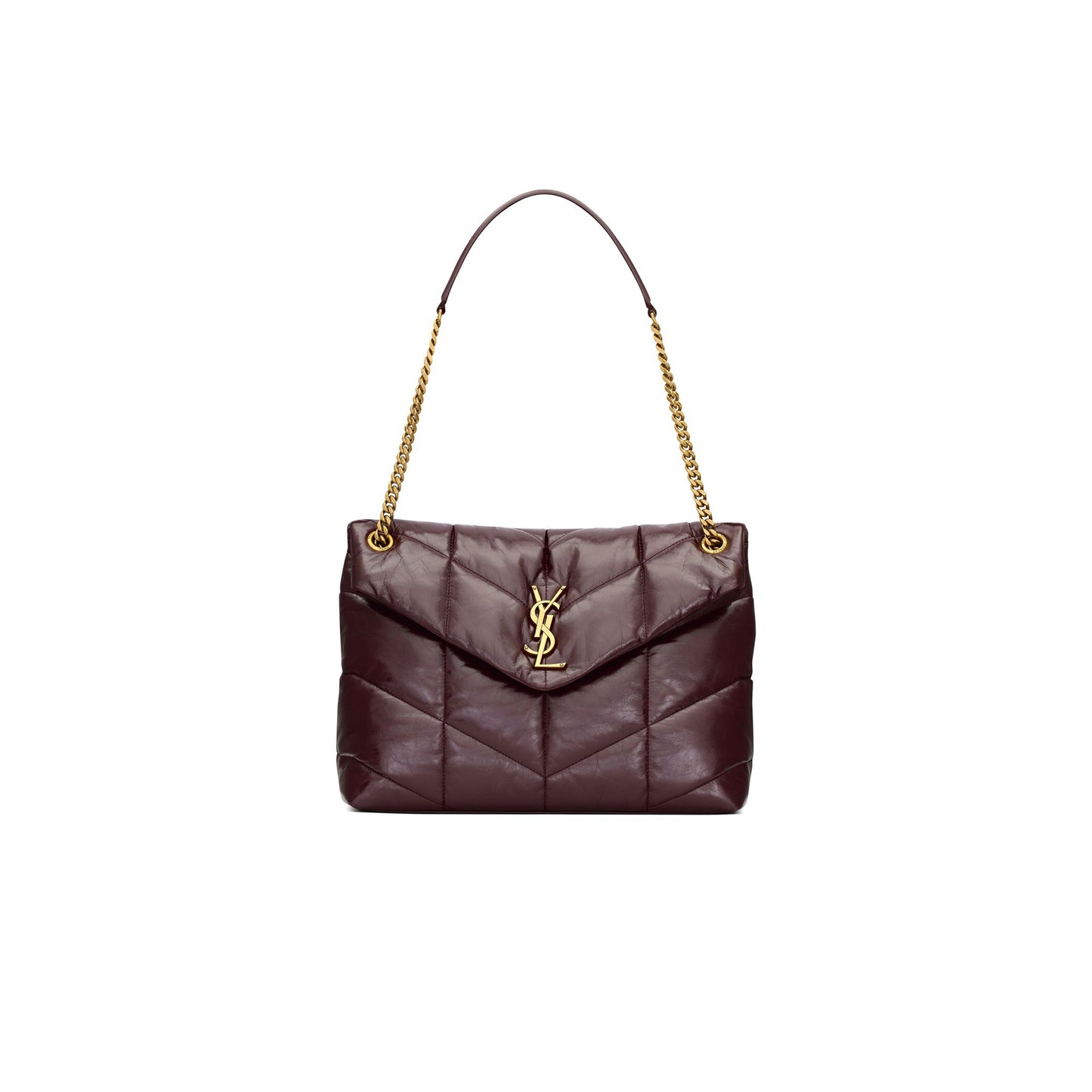 Y*L puffer medium chain bag in crinkled glossed-leather 577476aacqs6031 (35*23*13.5cm)