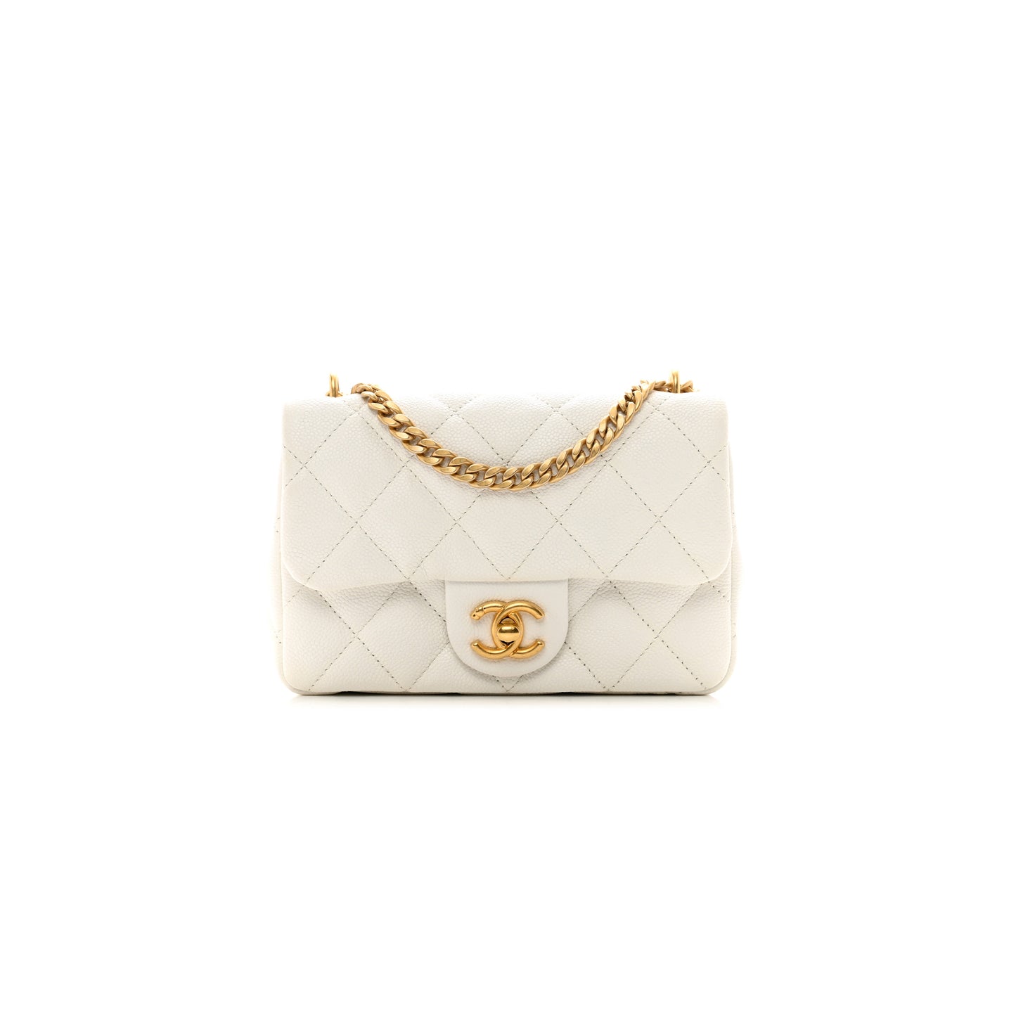 Ch*el master heart buckle flap bag white medium (20*14*8cm)