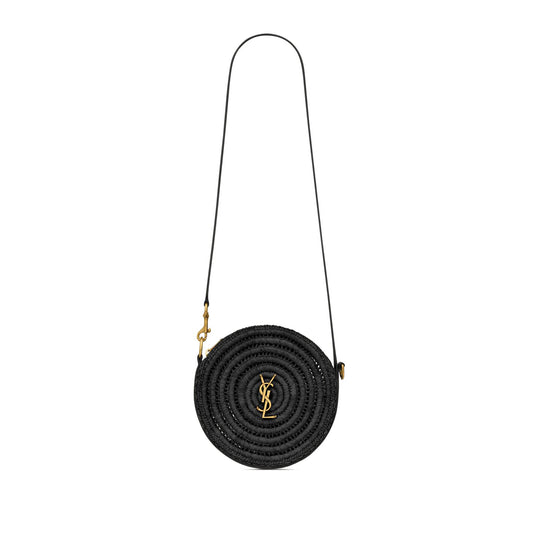 Y*L round bag in raffia and vegetable-tanned leather 744292gaadr1000 (21.5*21.5*4.5cm)