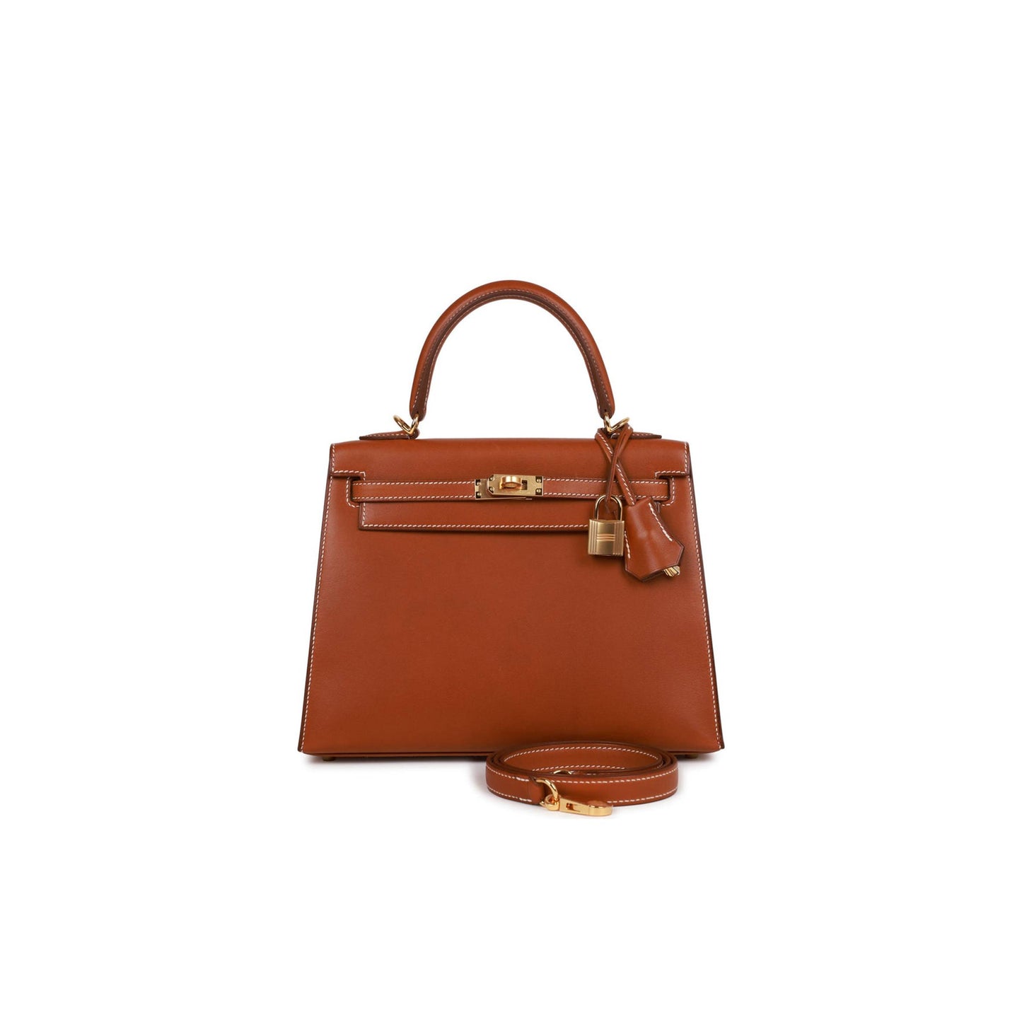 H**mes kelly sellier 25 fauve barenia gold hardware (25*17*7cm)