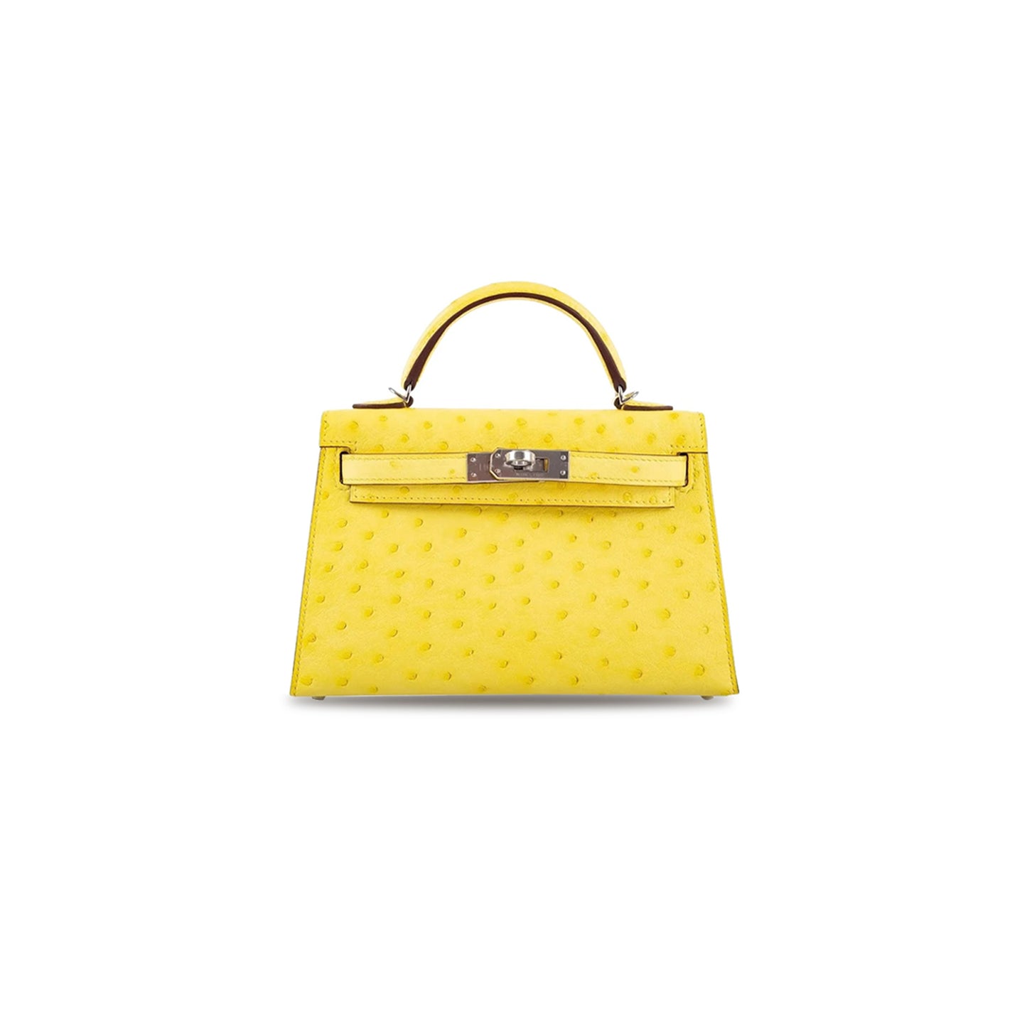 H**mes master mini kelly ii sellier jaune citron ostrich palladium hardware (19*12*5.5cm)