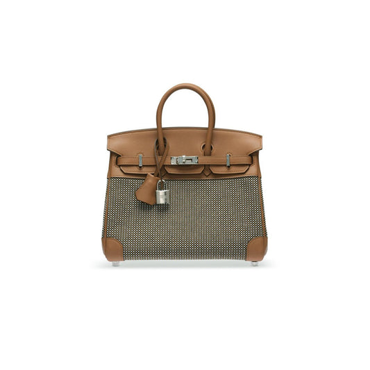 H**mes MASTER BIRKIN 25 BAG TOILE QUADRILLE AND SWIFT GOLD (25*20*13cm)