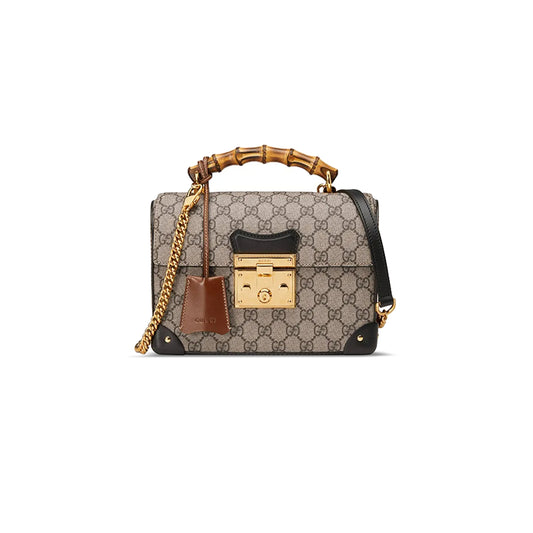 G*u*i padlock canvas with leather shoulder bag 603221 (24*17*10cm)
