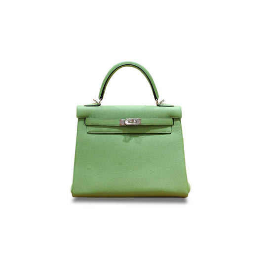 H**mes master kelly 25 avocado green togo silver buckle (25*17*7cm)
