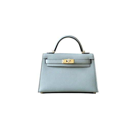H**mes mini kelly ii epsom holy grail blue gold buckle (19*12*5.5cm)